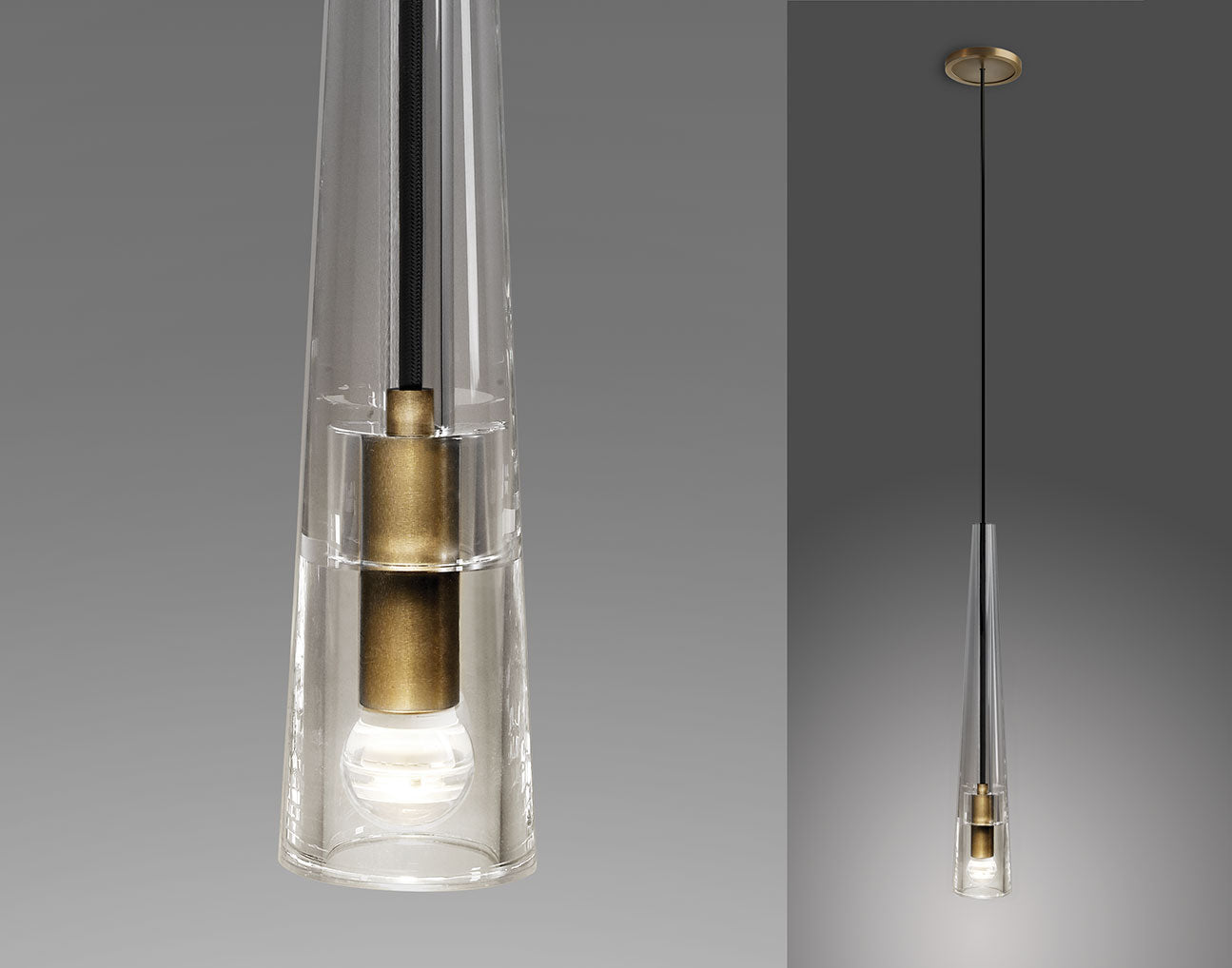 Single Benine - Postmodern Full Copper + K9 Crystal LED Pendant Lights