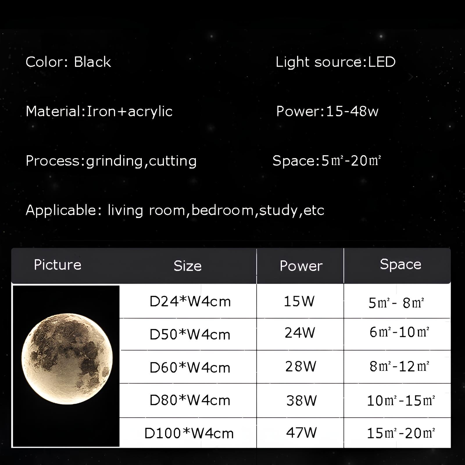 Wall Ceiling Mount LED Round Moon Lamp, Bedroom, Children, Living Room