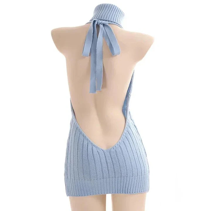 Sexig Hollow Out Pullover Backless Virgin Killer Sweater