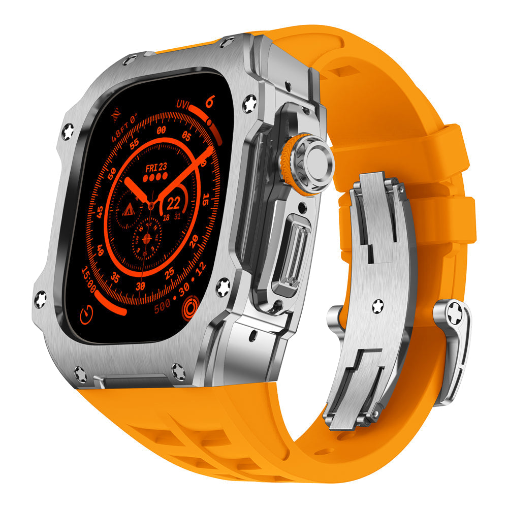 RM7015-Serie – Silbernes Vanguard-Edelstahlgehäuse für die Apple Watch Ultra