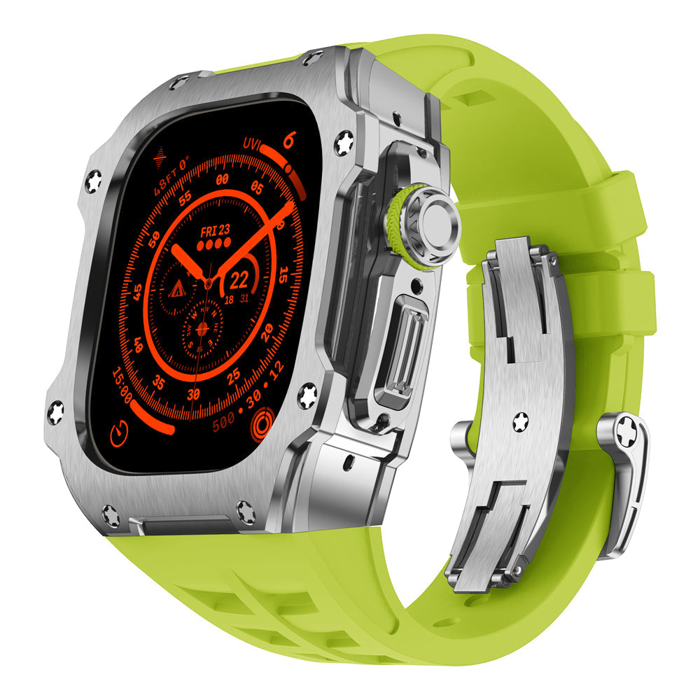 RM7015-Serie – Silbernes Vanguard-Edelstahlgehäuse für die Apple Watch Ultra