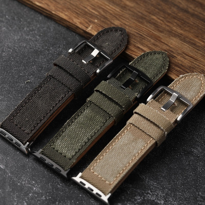 Handmade Genuine Canvas Leather Watchband