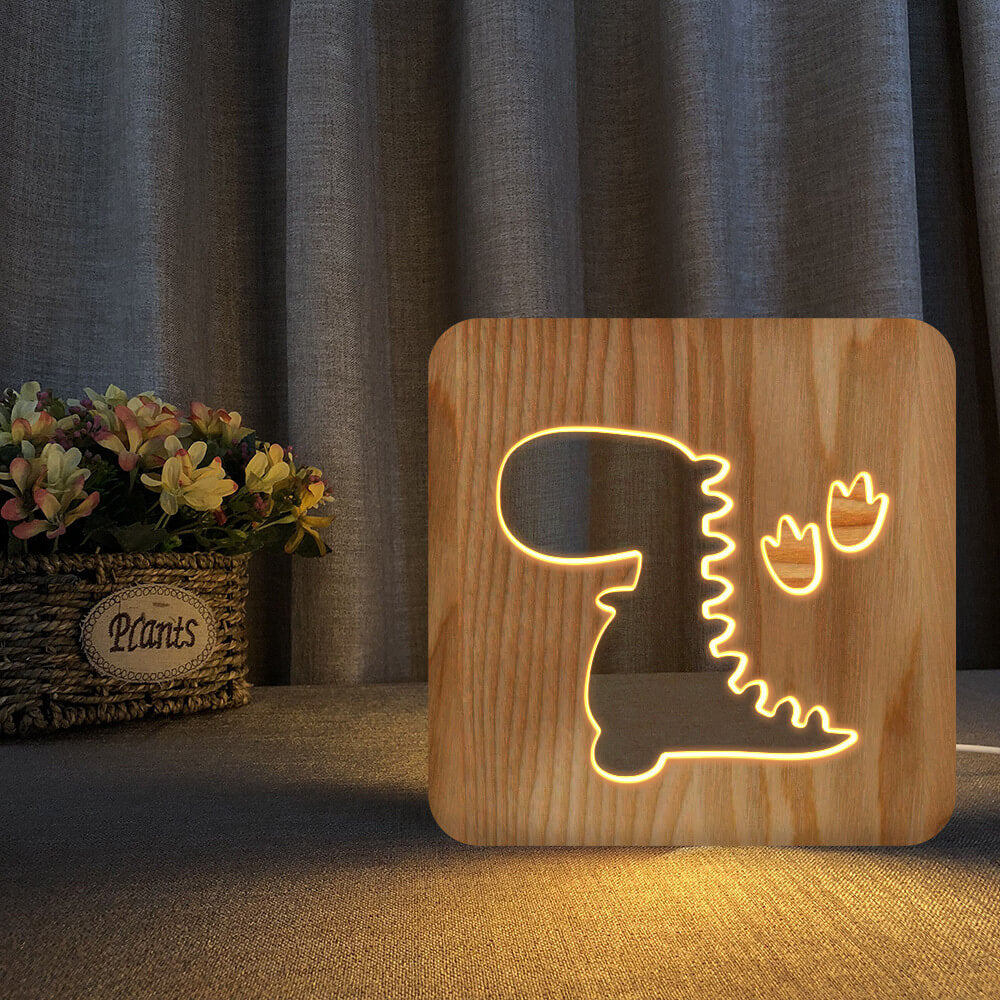 Houten Dinosaurus Nachtlamp