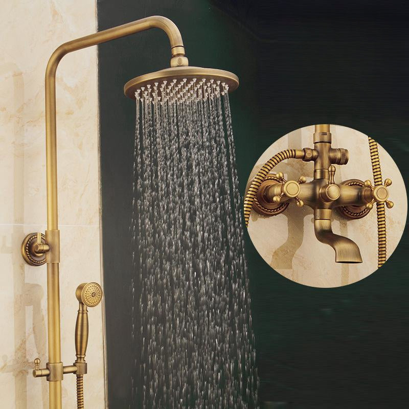 Retro Copper Shower Set with Brass Tap and Practical Showers