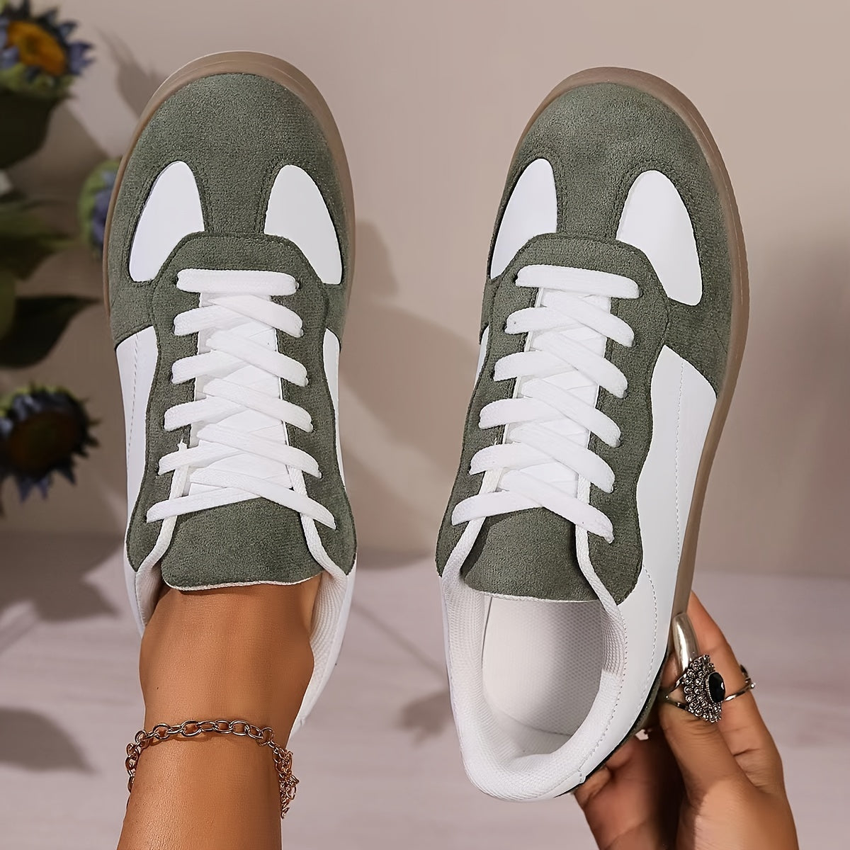 Groene casual sneakers schoenen - Mila