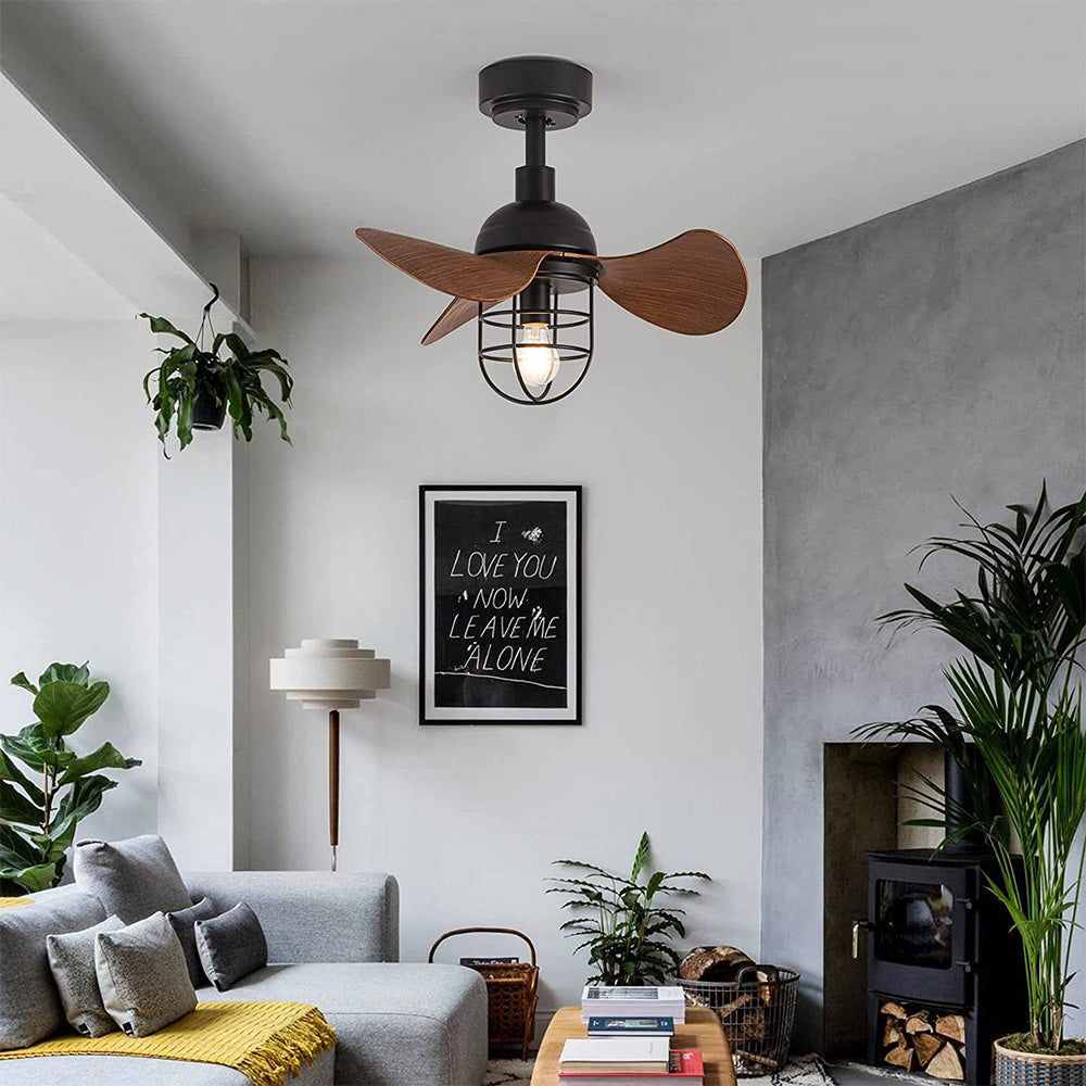 Cute Contemporary Dark Walnut Ceiling Fans With Lamp