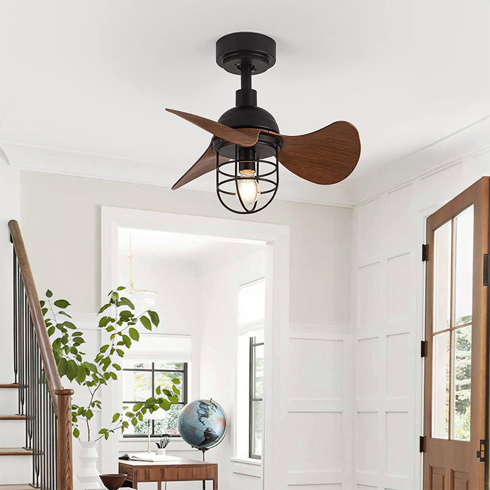 Cute Contemporary Dark Walnut Ceiling Fans With Lamp