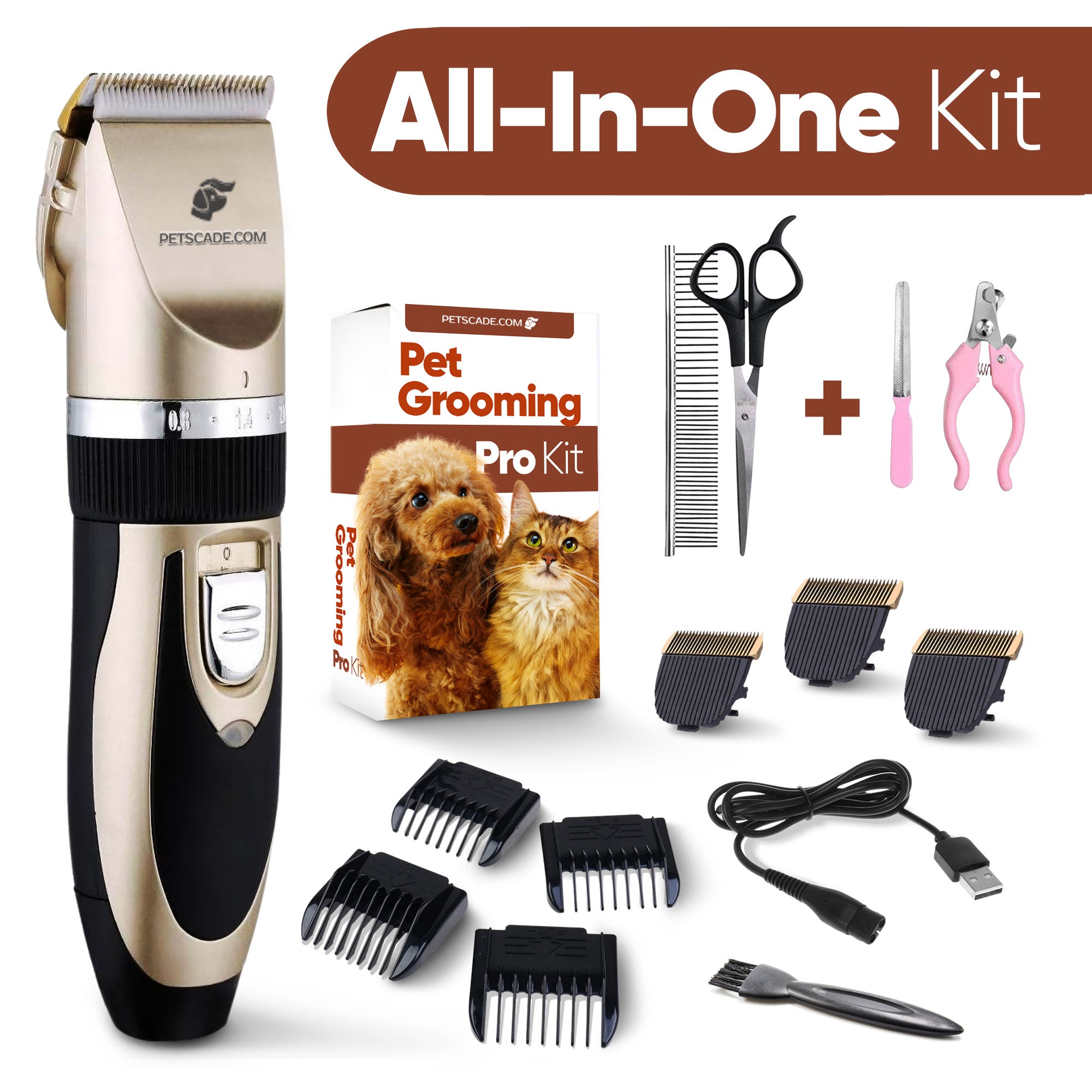 Kit Todo en Uno Pro para el Cuidado del Pelo de Mascotas