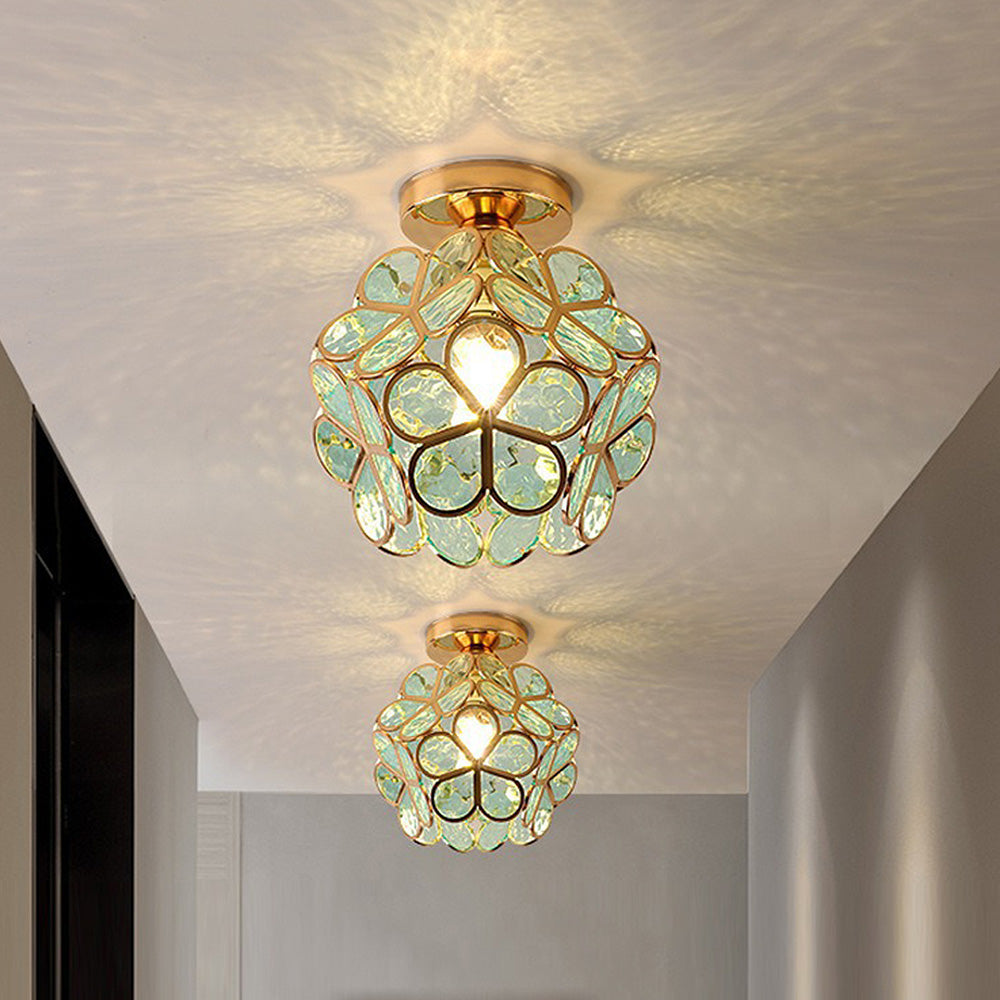 Illuminazione a soffitto per corridoio in vetro stile fiori di design