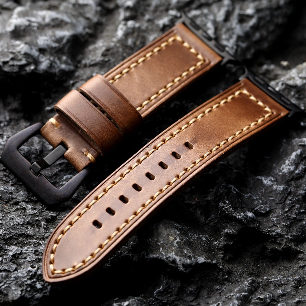 Vintage Brown Horween Chromexcel Leather Watch Strap for Apple Watch