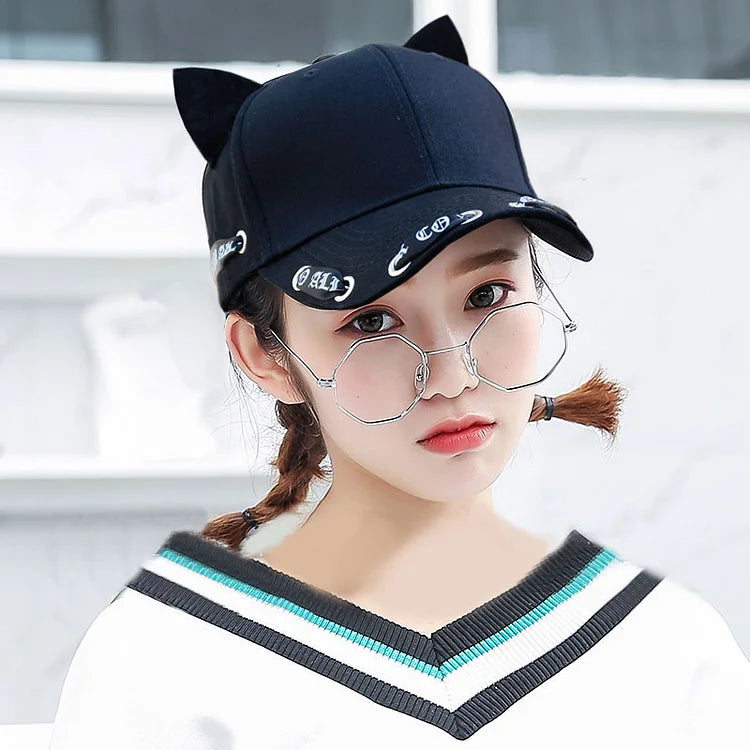 Søt Cat Ears Ribbon Baseball Cap