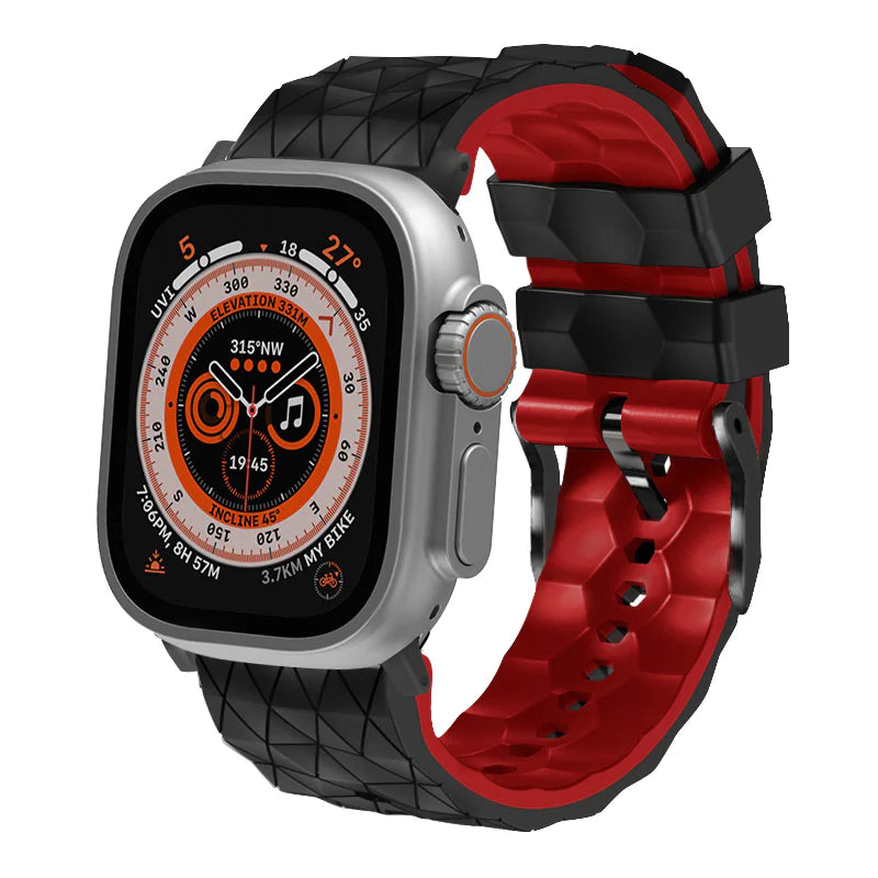 Bande de silicone de sport à motif de football bicolore pour Apple Watch