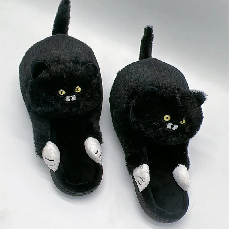 Pantuflas de gato con abrazo de peluche