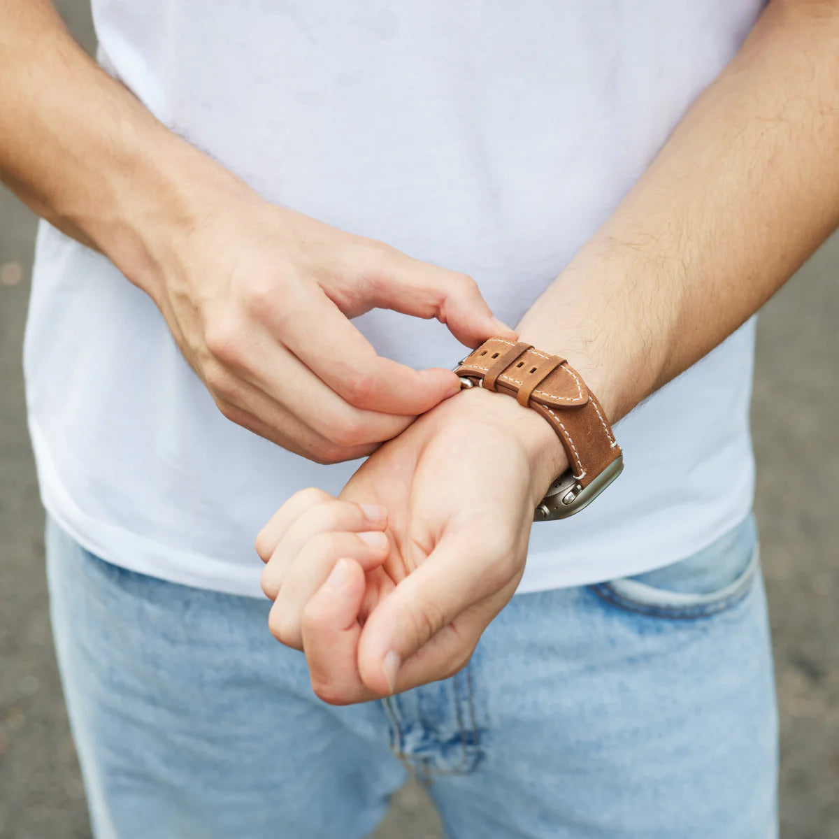 Luxuriöses Vintage-Lederarmband für die Apple Watch