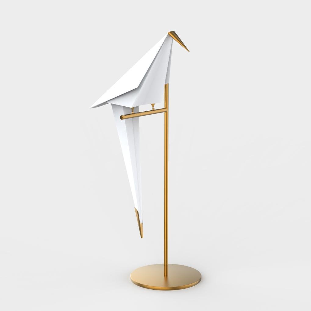 ArtiLicht - Goldene Tischlampe mit Origami-Kranich-Design