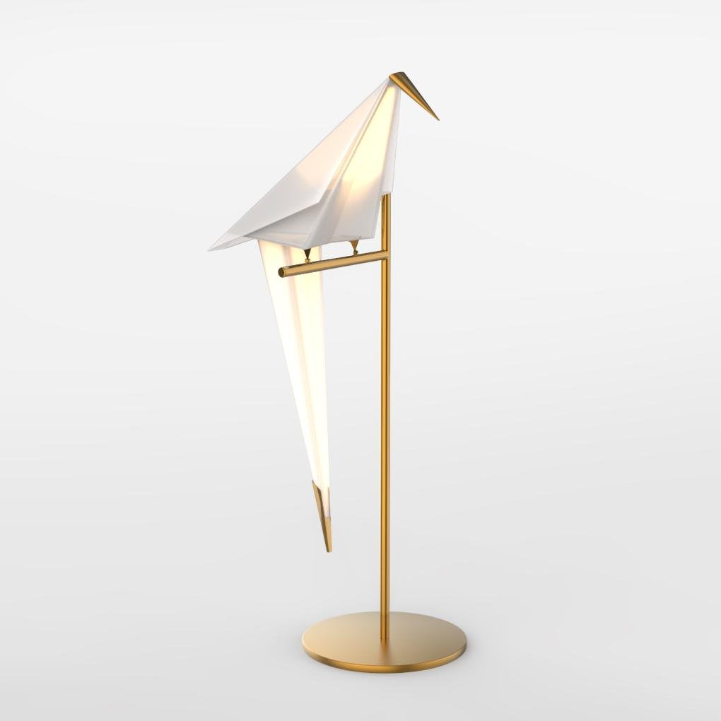 ArtiLicht - Lampe de table dorée avec motif de grue en origami