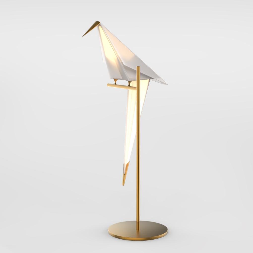 ArtiLicht - Goldene Tischlampe mit Origami-Kranich-Design