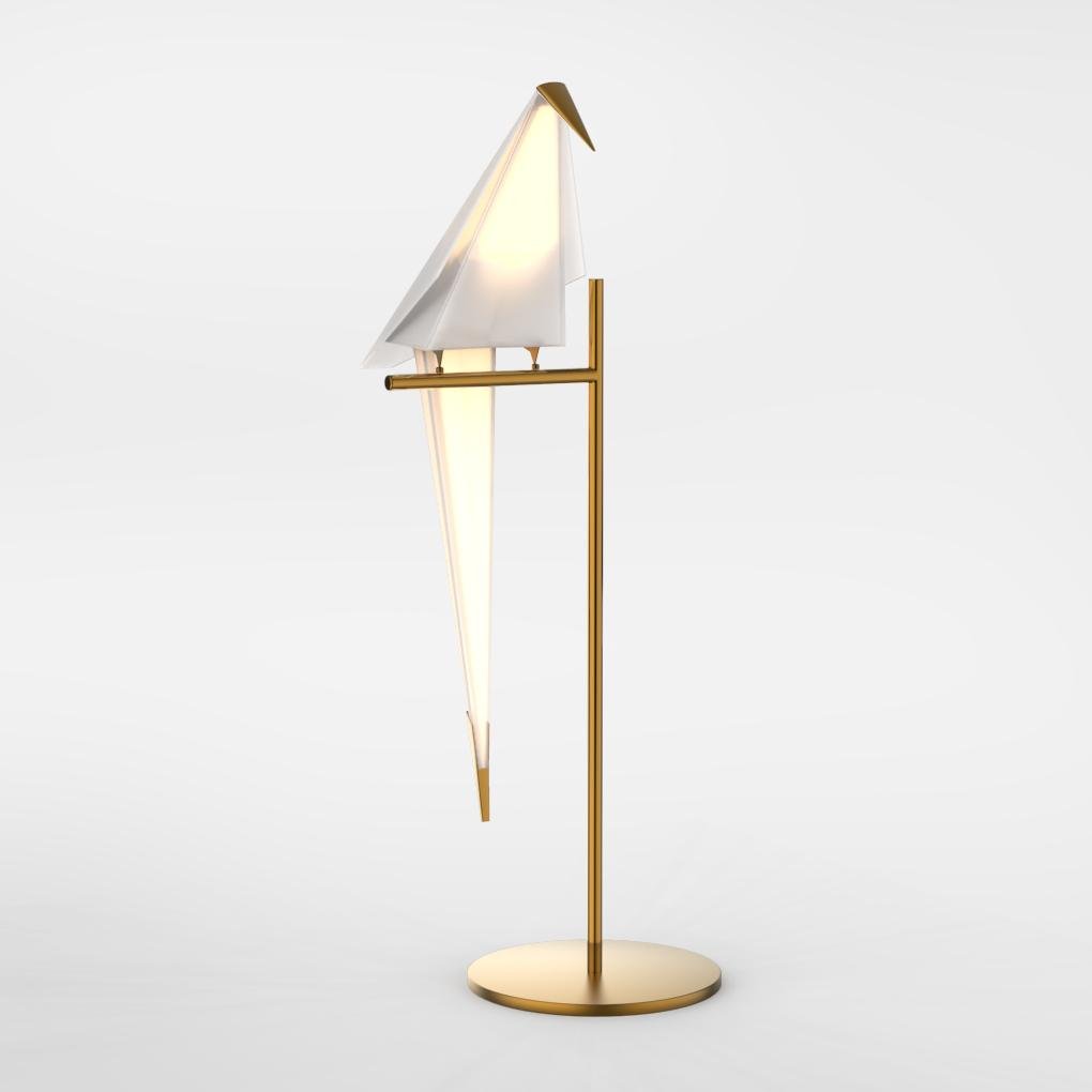 ArtiLicht - Goldene Tischlampe mit Origami-Kranich-Design