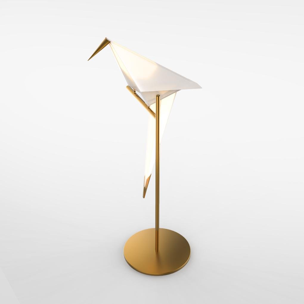 ArtiLicht - Goldene Tischlampe mit Origami-Kranich-Design