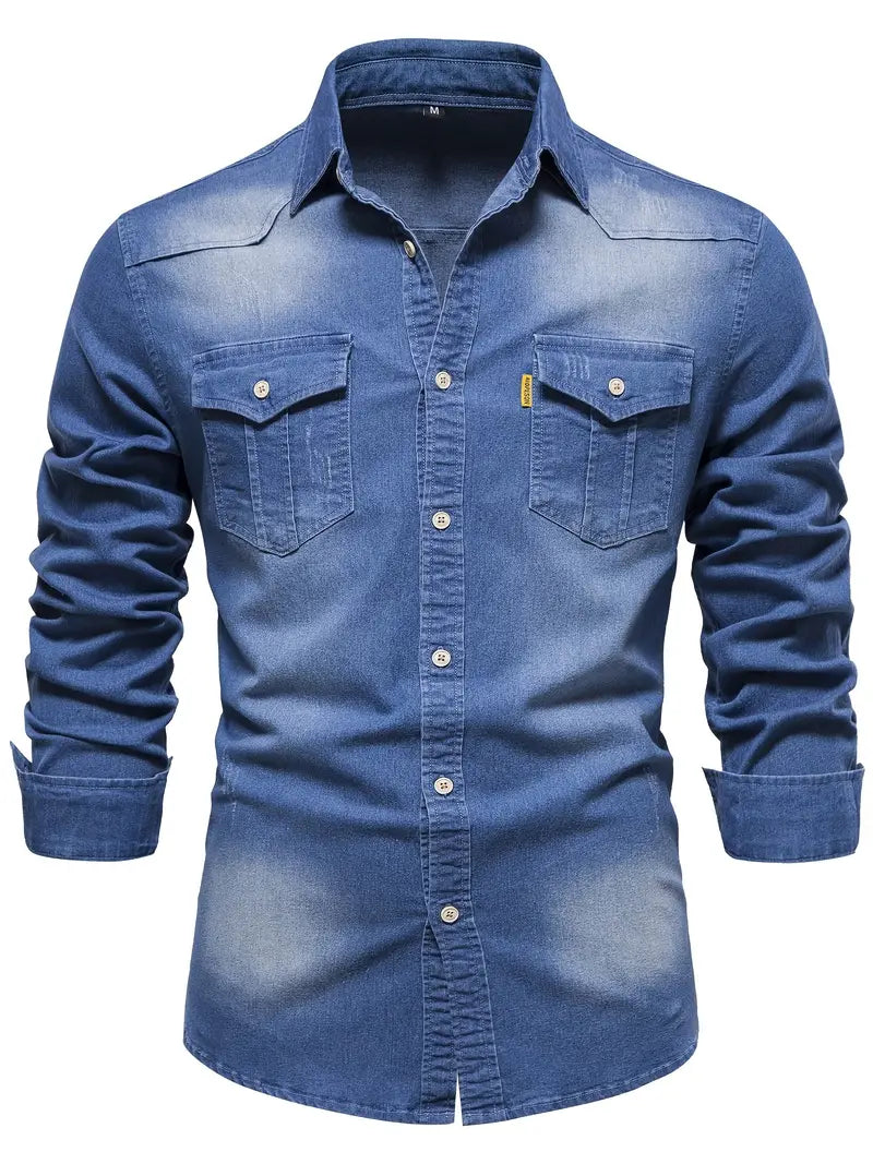 George - Camicia in denim di cotone elasticizzato