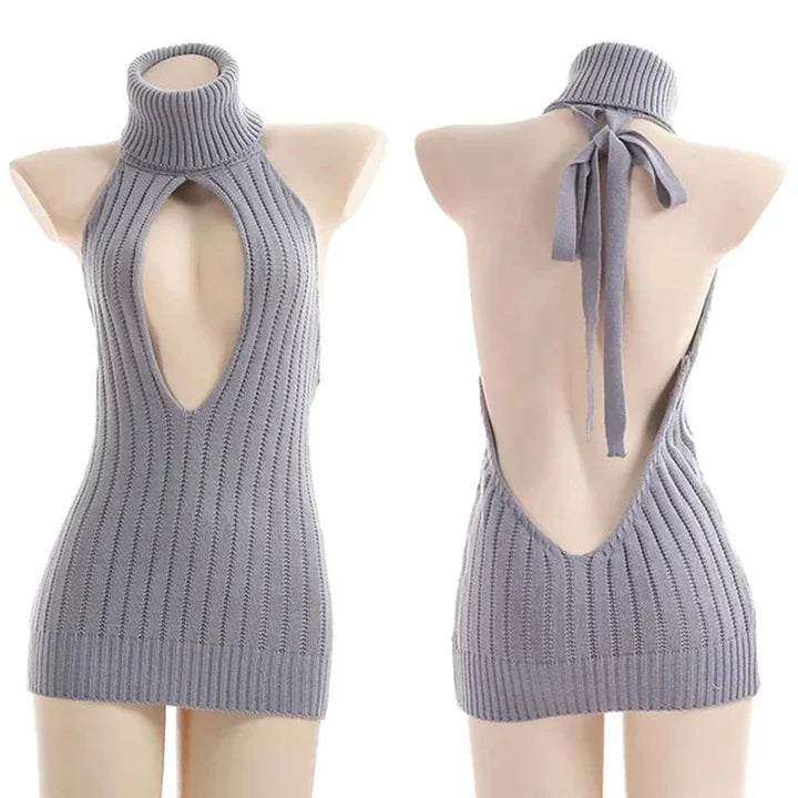 Sexig Hollow Out Pullover Backless Virgin Killer Sweater