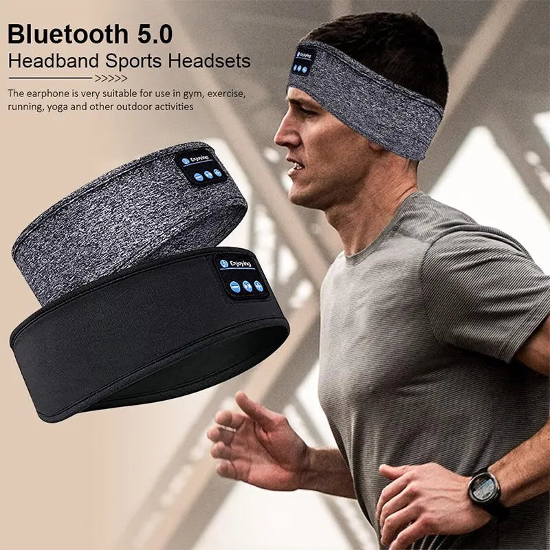 Bluetooth Sleep Headband – Trådlösa hörlurar, inbyggda högtalare, bekvämt tyg, 10 timmars batteritid