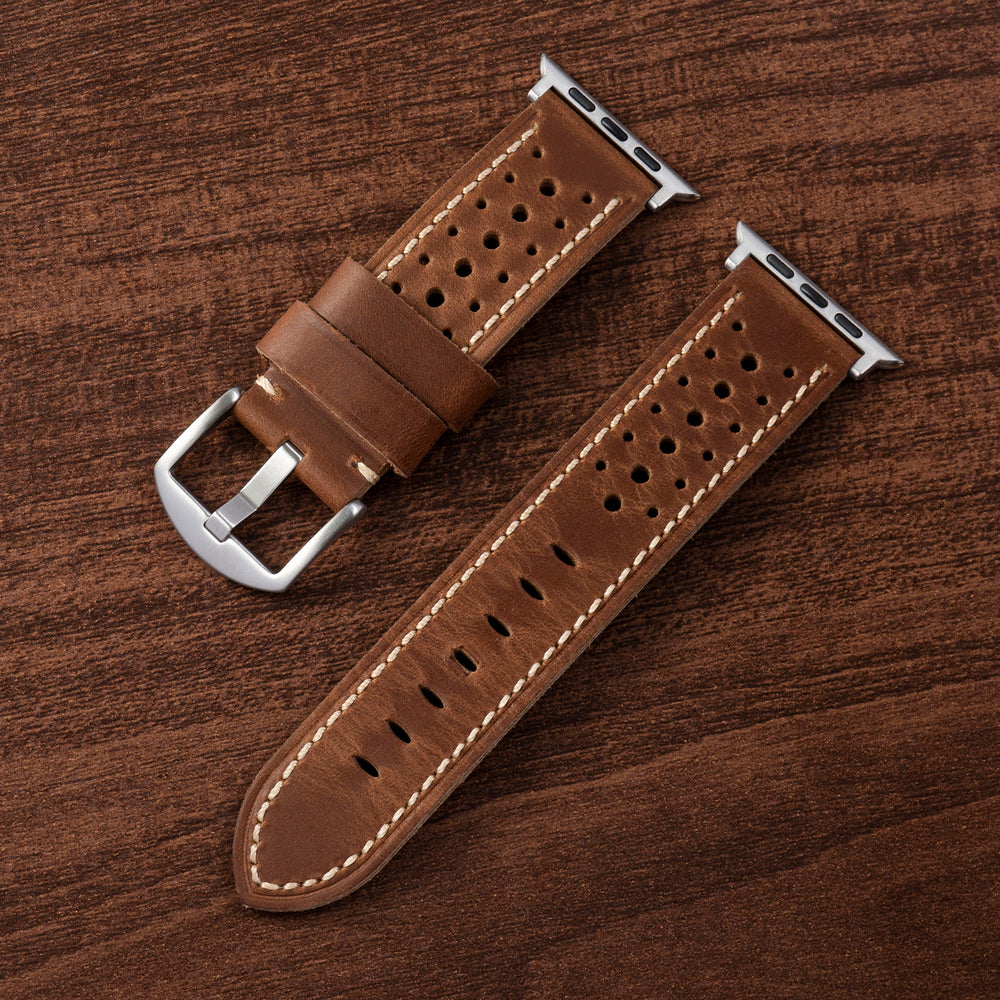 Vintage Racing Leren Band Voor Apple Watch