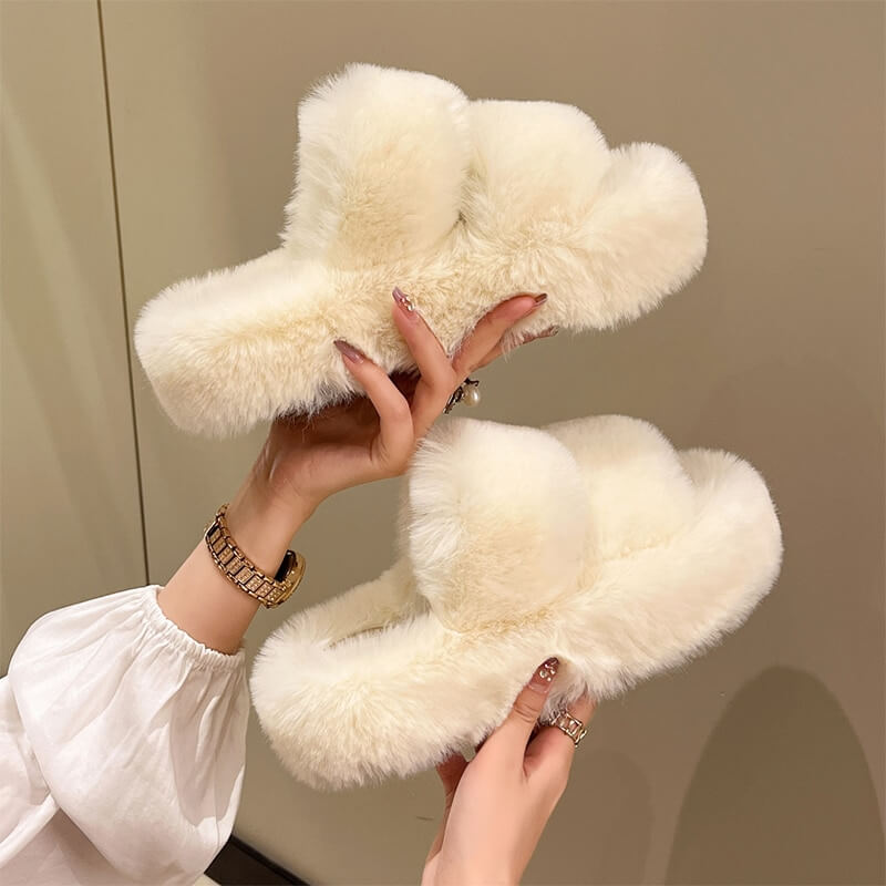 Ella Faux Fur Dames Slippers Sandalen