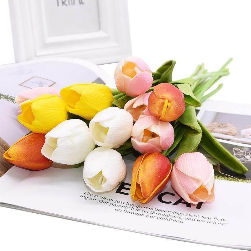 10-Piece Faux Tulips Artificial Flowers