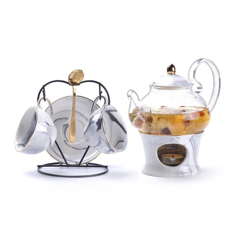 Pure Elegance Porcelain & Glass Teapot Set