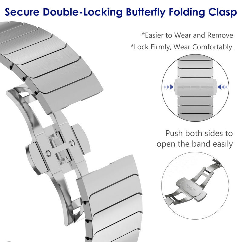 Stainless Steel Butterfly Buckle Band For Samsung Galaxy Watch4 5 6 7 Pro