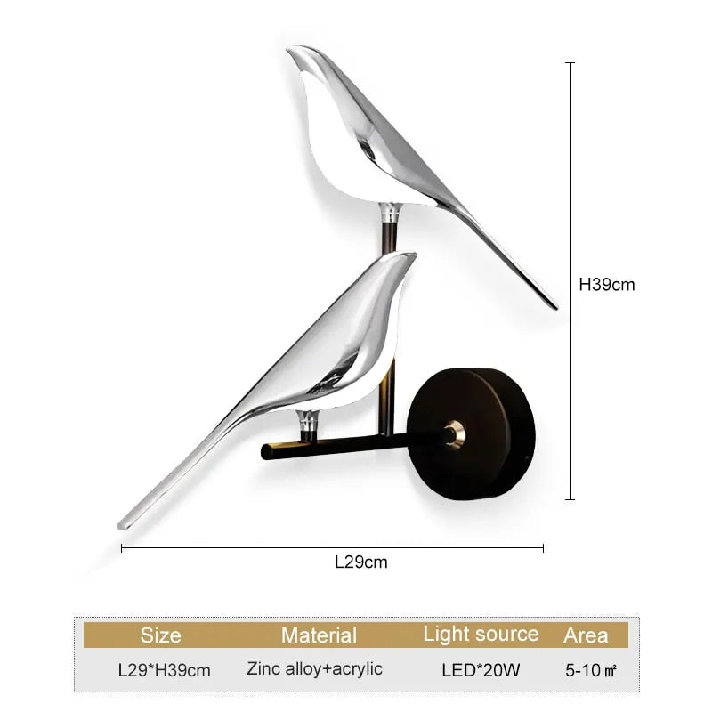 WingSpan - Lâmpada de Parede em Forma de Pássaro 360° Rotativa