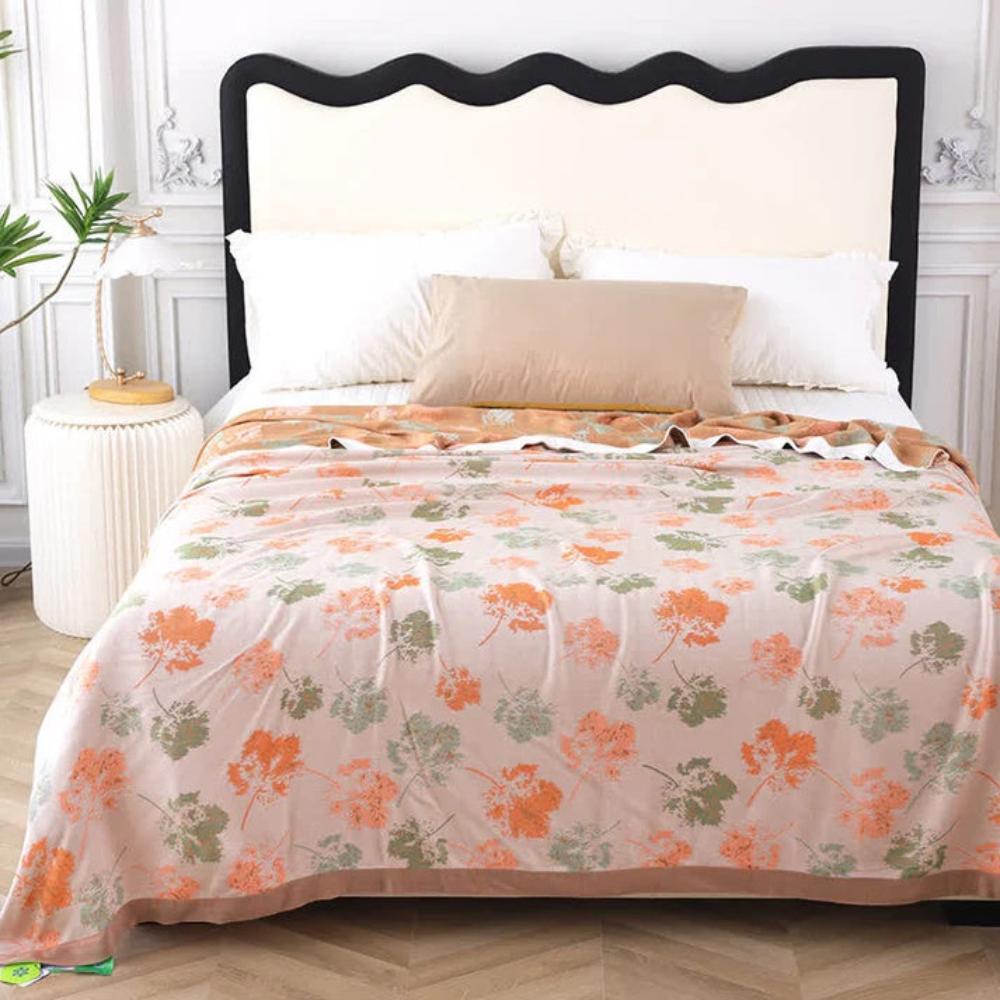 Elegant Leaf Bamboo Fiber Cooling Blanket