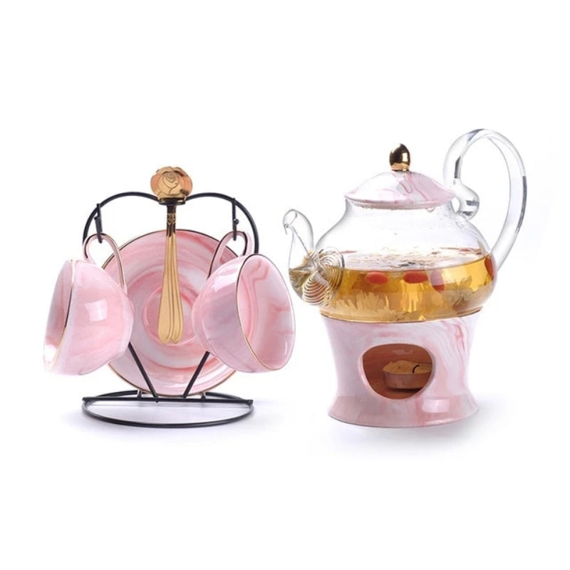 Pure Elegance Porcelain & Glass Teapot Set