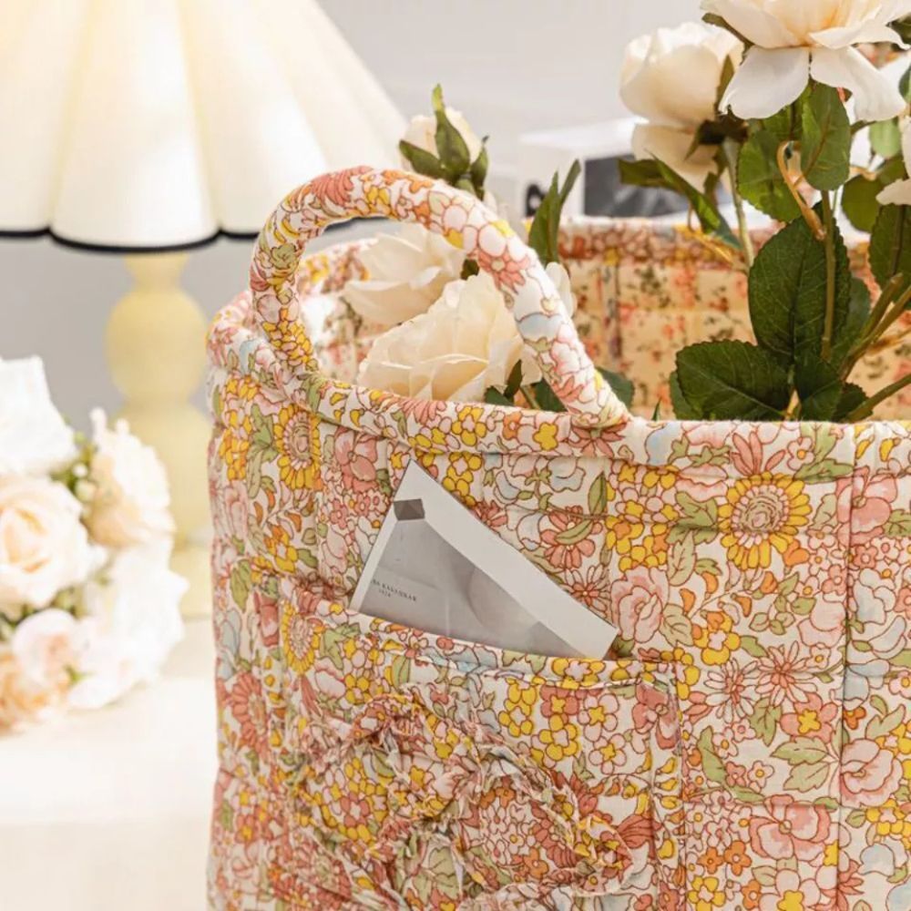 Delicate Floral Canvas Storage Basket