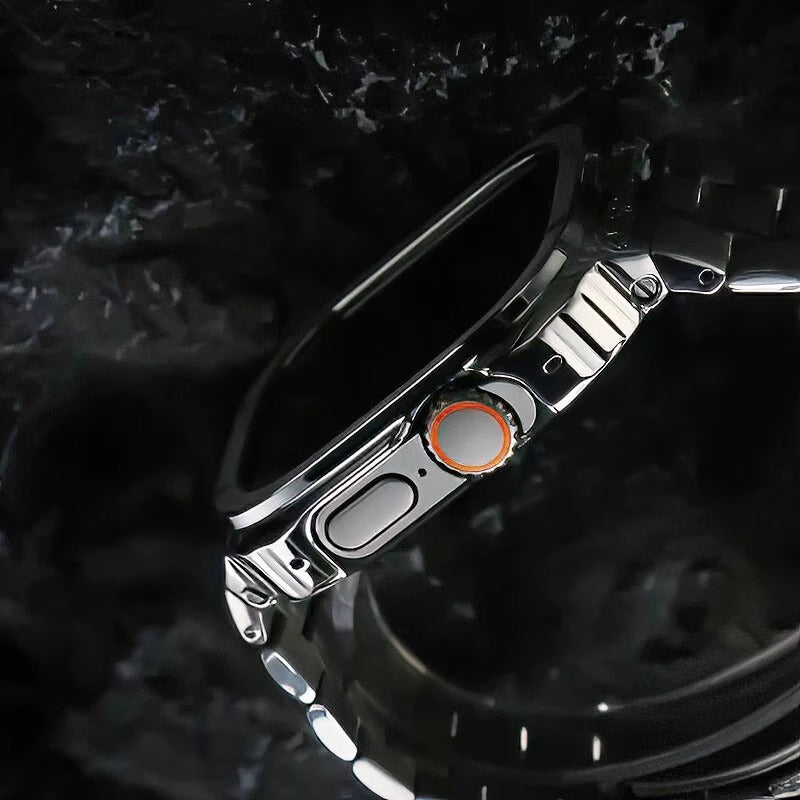 Bracelet en acier inoxydable avec étui pour Apple Watch