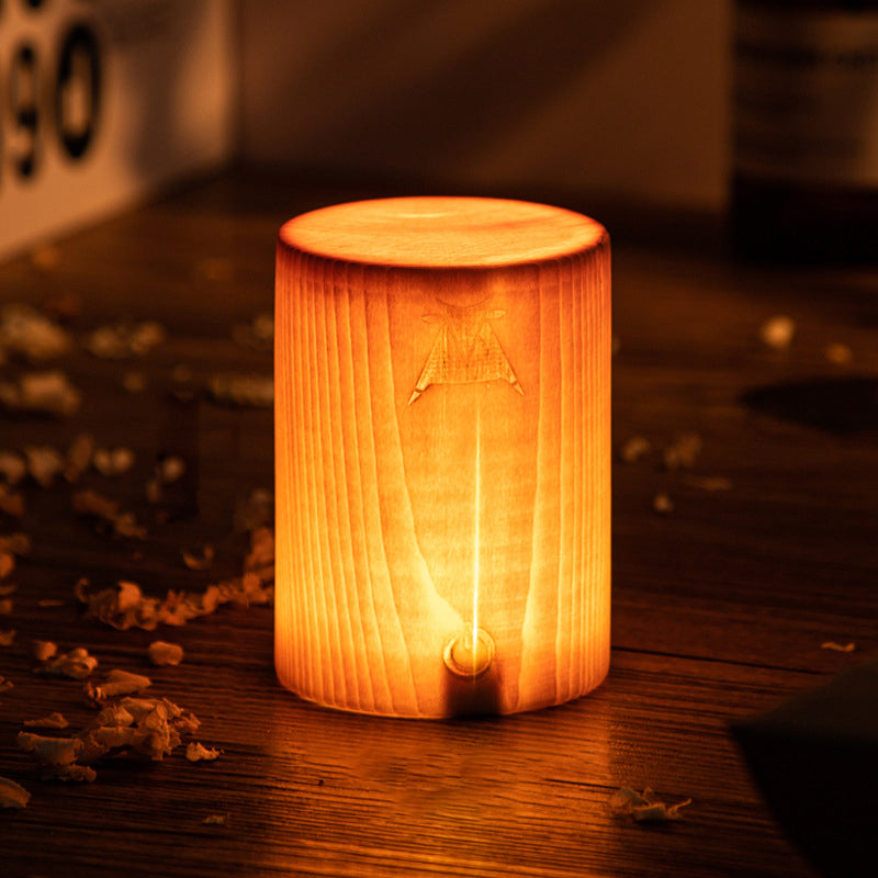 GloedHout - Lampe de table avec batterie intégrée et LED à commande tactile pour chambre et bureau