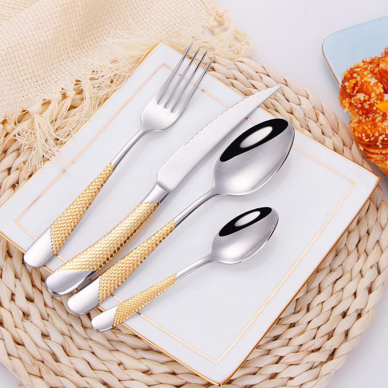 Diagonal Textured Stainless Steel Cutlery Set