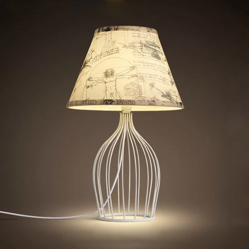 GloLight - Traditional Cone Shaped Table Lamp with Metal Cage Base