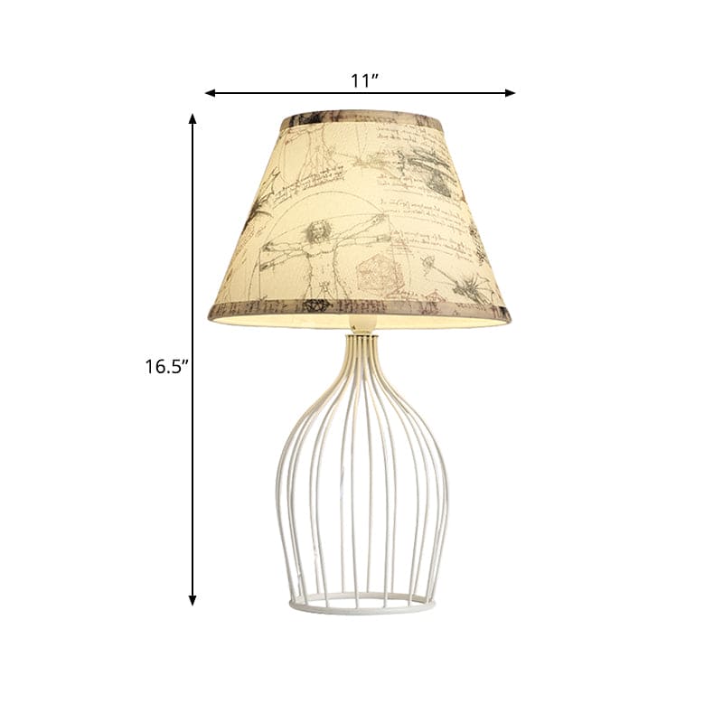 GloLight - Traditional Cone Shaped Table Lamp with Metal Cage Base