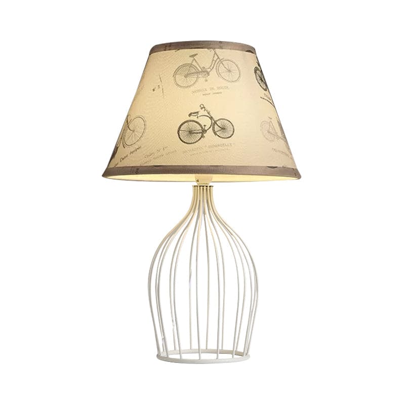 GloLight - Traditional Cone Shaped Table Lamp with Metal Cage Base