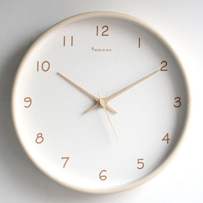 Horloge murale analogique simple en bois massif pour la maison