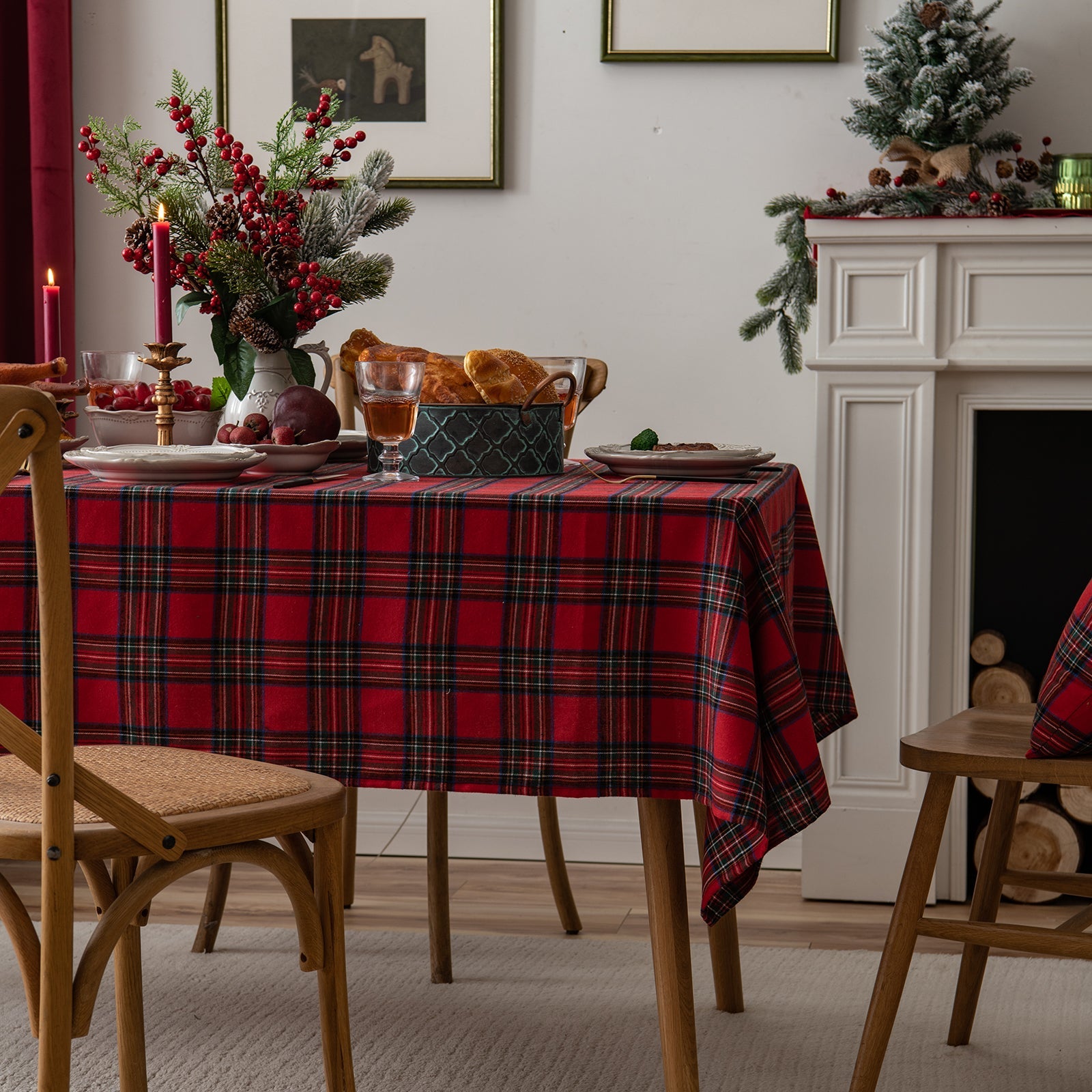 Julefest Tradisjonell skotsk Tartan Squares duk