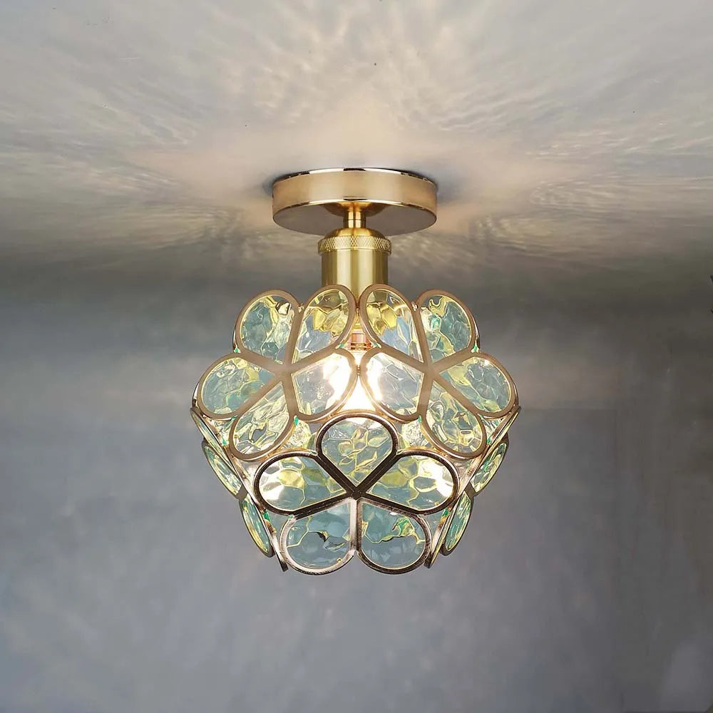 Design Flowers Style Glass Hallway Ceiling Lamp