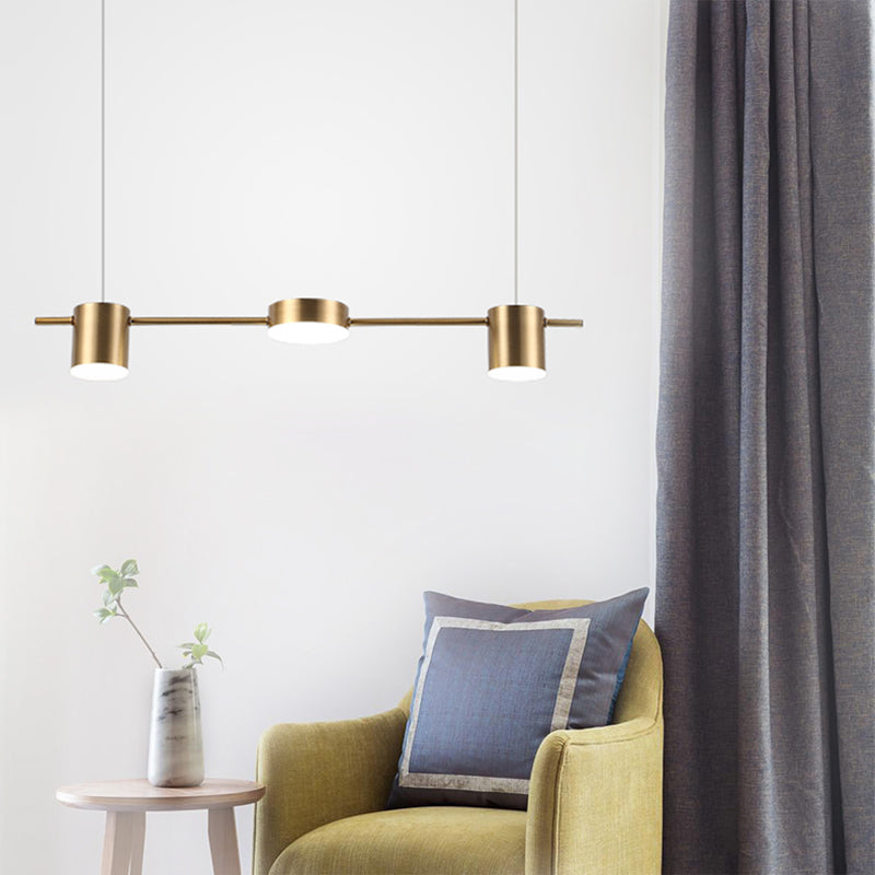 Drum Aluminum Pendant Lamp Island Modern Simple 3/5-light Black/Gold Ceiling Lamp in Warm/White Light