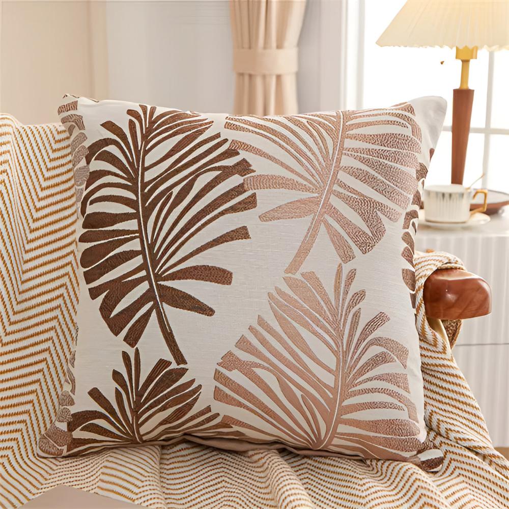 Metallic Foliage Cushion Cover