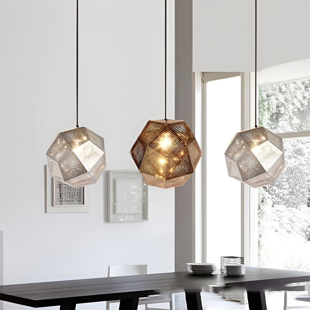 LichtDesign - Lampe à suspension ronde géométrique en métal électrolytique