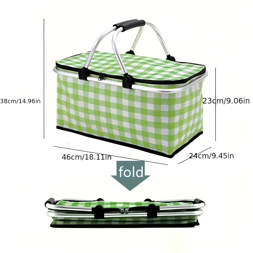 Cesta de picnic plegable a cuadros