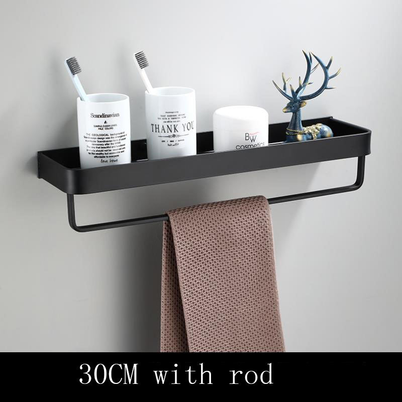 Black Bathroom Rack from Space Aluminum for Wall Mounting