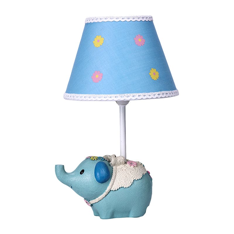 LuminElephant - Lámpara de mesa con estampado floral y base de elefante